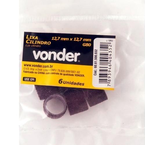 Jogo de lixa cilíndrica 12,7 x 12,7 mm grão G80 com 6 peças Jogo de lixa cilíndrica 12,7 x 12,7 mm grão G80 com 6 peças