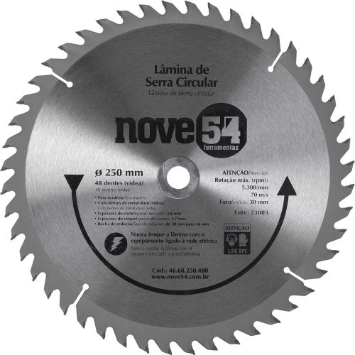 Disco de serra para madeira 250 x 30 mm 48 dentes