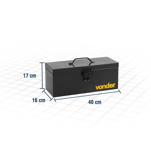 Caixa metálica para ferramentas tipo baú com bandeja 40 cm Caixa metálica para ferramentas tipo baú com bandeja 40 cm