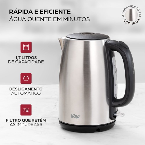 Chaleira eltrica 1,7 litros 1200 watts em ao inox - Prosdcimo WCE1  110V