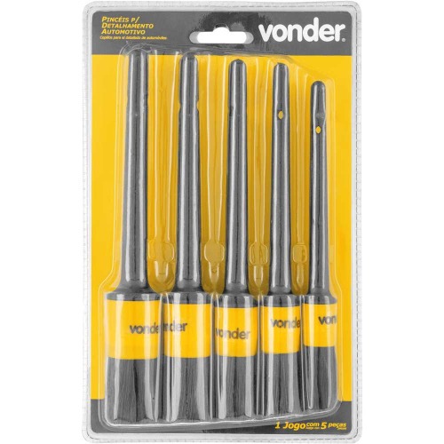 Jogo de pincis para detalhamento automotivo com 5 peas