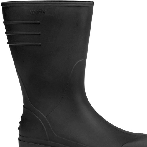 Bota de PVC preta cano mdio sem forro