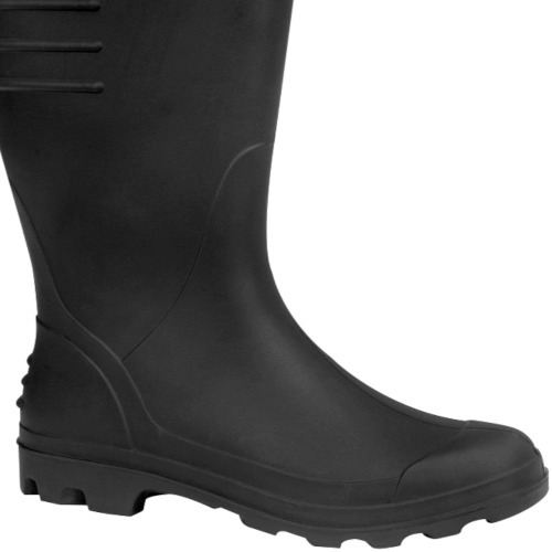 Bota de PVC preta cano mdio sem forro