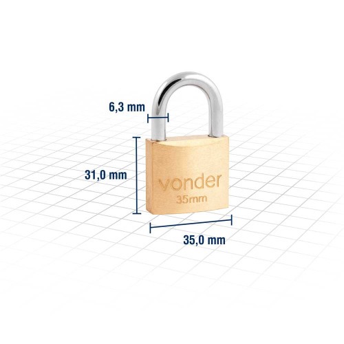 Cadeado de latão 35 mm -Vonder Cadeado de latão 35 mm -Vonder