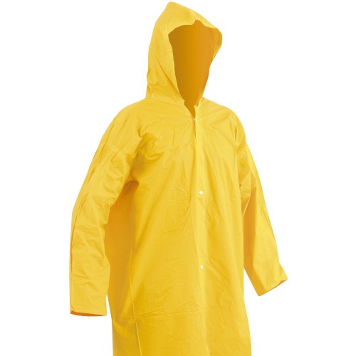 Capa de chuva em PVC laminado sem forro amarela