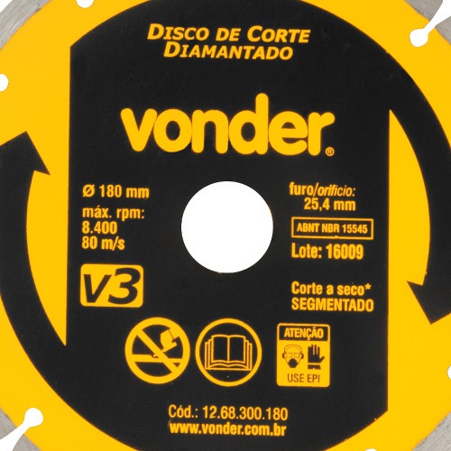 Disco diamantado segmentado 180 mm para mrmore