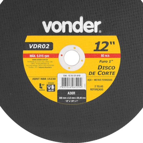 Disco de corte para meta 300 x 3,2 x 25,40 mm - VDR02
