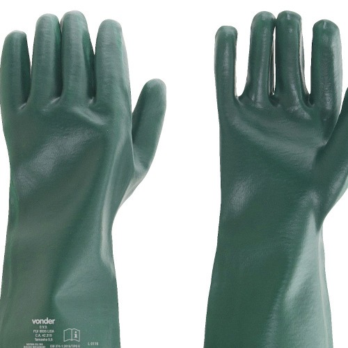Kit 5 pares de luva pvc lisa com forro de algod�o 36 cm - PLV 0036