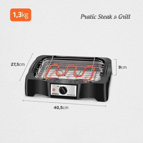 Churrasqueira eltrica porttil 1.500 watts Pratic Steak & Grill - CH-07  220V