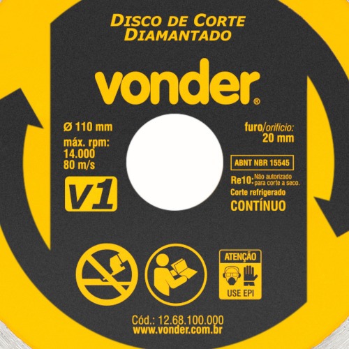 Disco diamantado liso 110 mm para mrmore