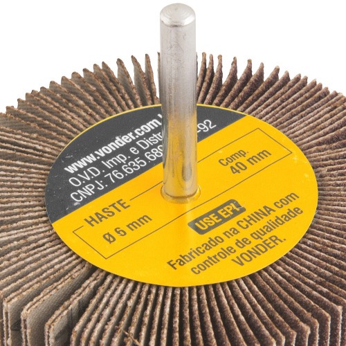 Roda de lixa 80 mm x 30 mm com haste grão 80 Roda de lixa 80 mm x 30 mm com haste grão 80