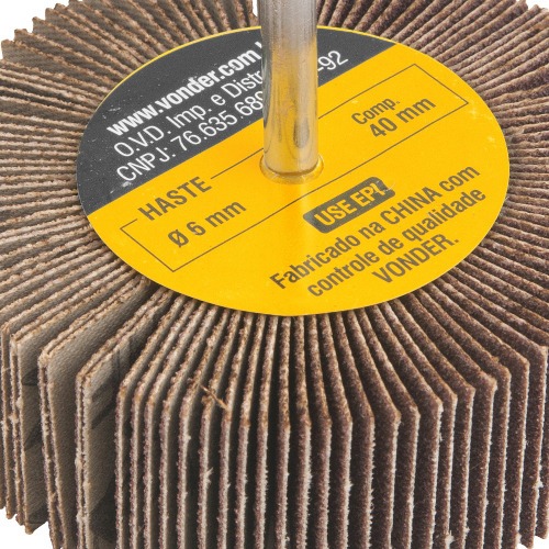 Roda de lixa 80 mm x 30 mm com haste grão 80 Roda de lixa 80 mm x 30 mm com haste grão 80