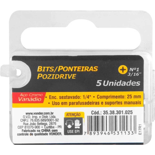 Bits pozidrive encaixe1/4