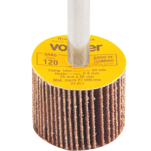 Roda de lixa 25 mm x 20 mm com haste gr�o 120 