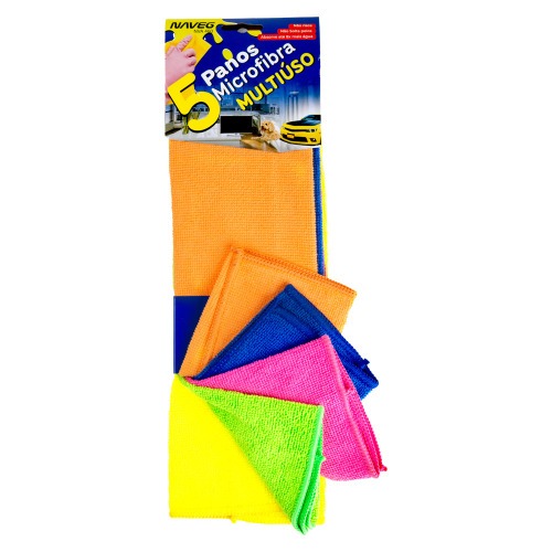 Pano multiuso em microfibra para limpeza 30 x 35 cm 5 peas - NVA460