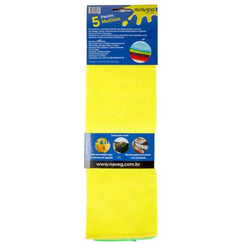 Pano multiuso em microfibra para limpeza 30 x 35 cm 5 peas - NVA460