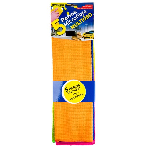 Pano multiuso em microfibra para limpeza 30 x 35 cm 5 peas - NVA460