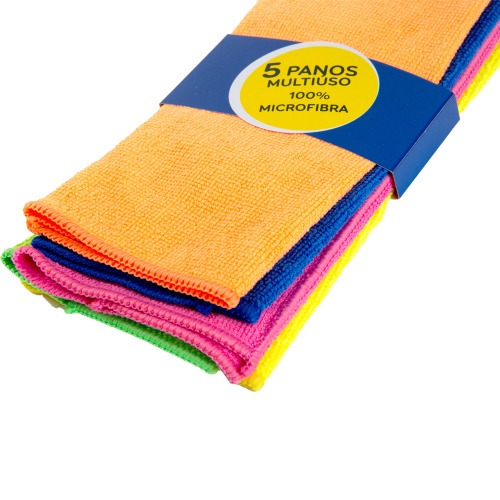Pano multiuso em microfibra para limpeza 30 x 35 cm 5 peas - NVA460