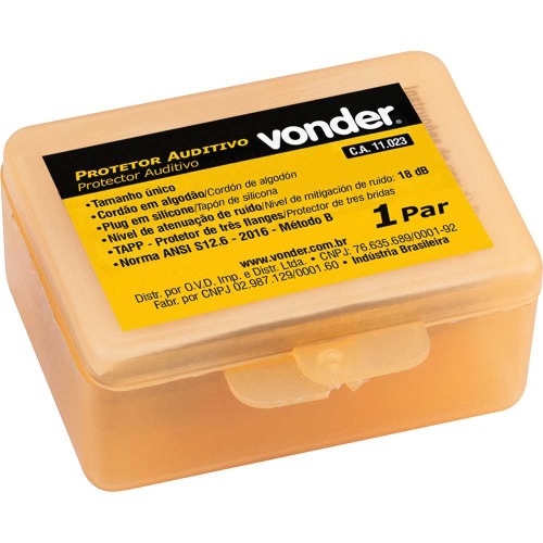 Protetor auditivo tipo plug de silicone com cordo em algodo