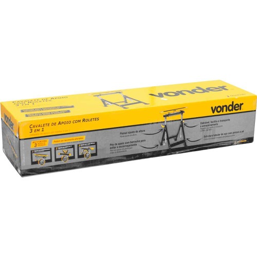 Cavalete de apoio com roletes 3 em 1 capacidade 200 kg