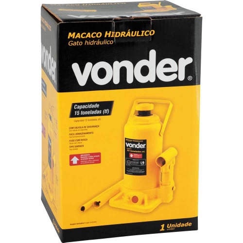 Macaco hidráulico tipo garrafa capacidade de 15 toneladas amarelo Macaco hidráulico tipo garrafa capacidade de 15 toneladas amarelo