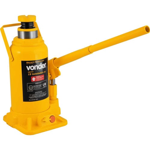 Macaco hidráulico tipo garrafa capacidade de 15 toneladas amarelo Macaco hidráulico tipo garrafa capacidade de 15 toneladas amarelo