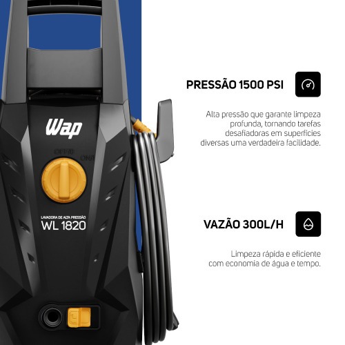 Lavadora de alta pressão Desentupidora 1500 libras - WL 1820 Black Ultra 220V Lavadora de alta pressão Desentupidora 1500 libras - WL 1820 Black Ultra 220V