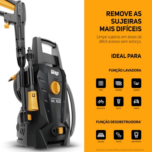 Lavadora de alta pressão Desentupidora 1500 libras - WL 1820 Black Ultra 220V Lavadora de alta pressão Desentupidora 1500 libras - WL 1820 Black Ultra 220V
