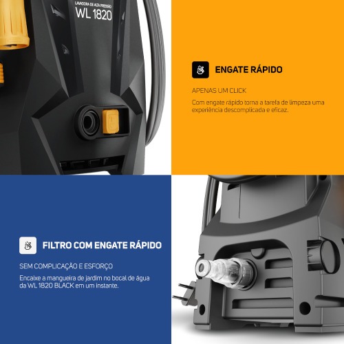 Lavadora de alta pressão Desentupidora 1500 libras - WL 1820 Black Ultra 220V Lavadora de alta pressão Desentupidora 1500 libras - WL 1820 Black Ultra 220V