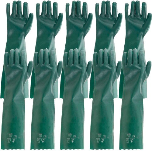 Kit 5 pares de luva pvc lisa com forro de algodo 65 cm - PLV 0065
