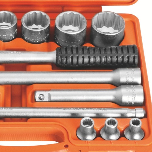 Jogo de soquetes estriados 8 a 32 mm encaixe 1/2