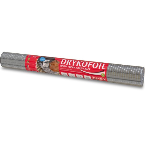 Manta termica para telhado em alumnio dupla face 1,20 x 20,83m 25m - DRYKOFOIL
