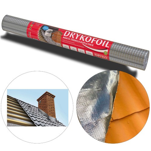 Manta termica para telhado em alumnio dupla face 1,20 x 20,83m 25m - DRYKOFOIL