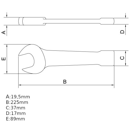 Chave fixa de bater 41 mm ao cromo vandio