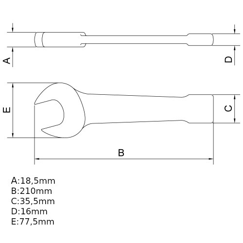 Chave fixa de bater 36 mm aço cromo vanádio Chave fixa de bater 36 mm aço cromo vanádio