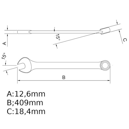 Chave combinada 34 mm aço cromo vanádio Chave combinada 34 mm aço cromo vanádio