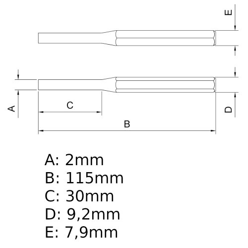 Saca-pinos paralelo 2 mm - 44471102 Saca-pinos paralelo 2 mm - 44471102