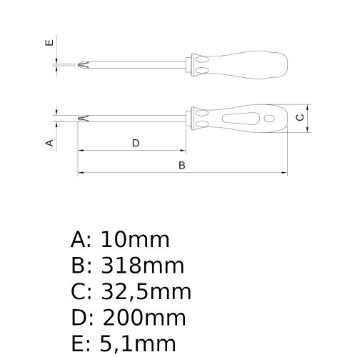 Chave phillips 3/8 x 8