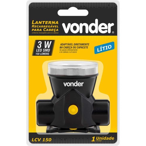 Lanterna de cabea recarregvel 3w 150 lmens - LCV150