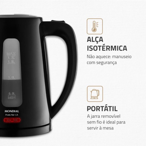 Chaleira el�trica 1,7 litros 1850 watts Pratic Hot - CE-17  110V