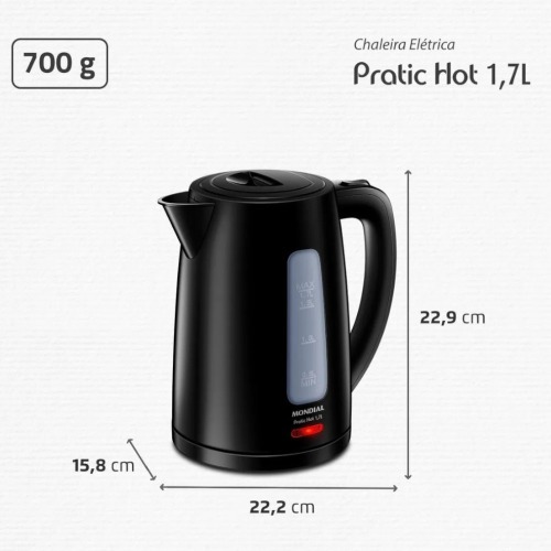 Chaleira el�trica 1,7 litros 1850 watts Pratic Hot - CE-17  110V