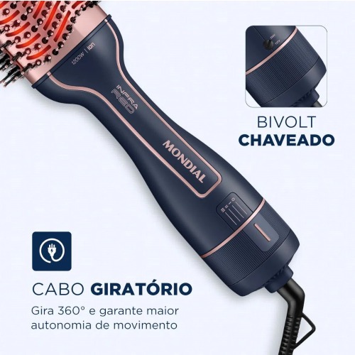 Escova secadora infrared 1200W 3 em 1 - ES-01-IR 110V/220V Escova secadora infrared 1200W 3 em 1 - ES-01-IR 110V/220V