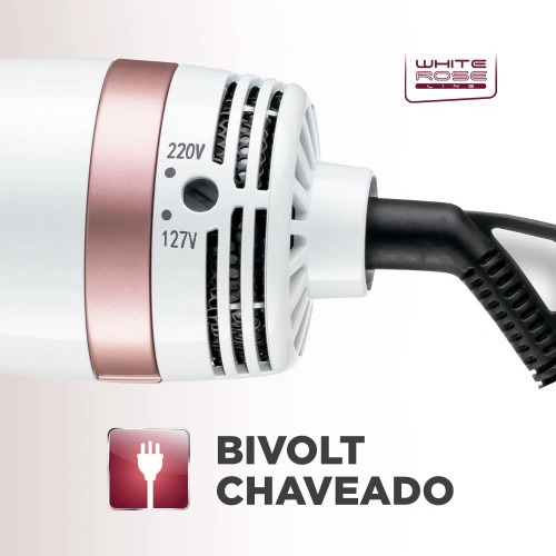 Escova secadora 1200W White Rose 3 em 1 - ES-50  110V/220V Escova secadora 1200W White Rose 3 em 1 - ES-50  110V/220V