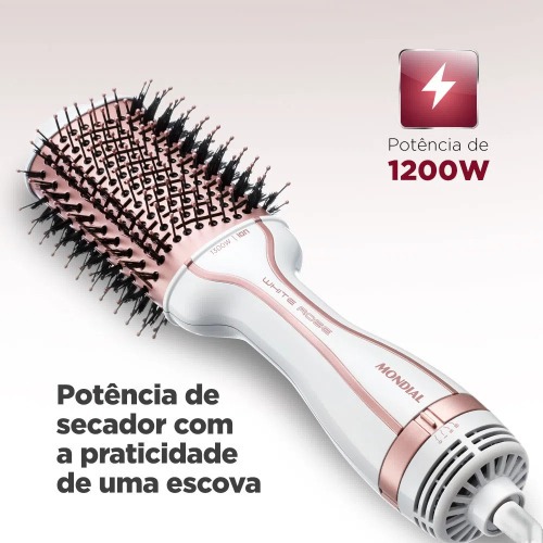Escova secadora 1200W White Rose 3 em 1 - ES-50  110V/220V Escova secadora 1200W White Rose 3 em 1 - ES-50  110V/220V