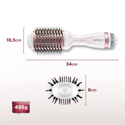 Escova secadora 1200W White Rose 3 em 1 - ES-50  110V/220V Escova secadora 1200W White Rose 3 em 1 - ES-50  110V/220V