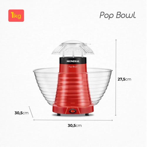 Pipoqueira el�trica  1.200W vermelha Pop Bowl PP-05   110V
