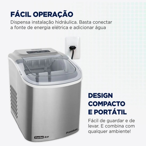 M�quina de Gelo 12 kg Turbo Ice Premium cinza MG-12-GI   110V