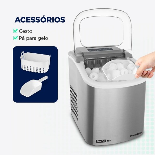M�quina de Gelo 12 kg Turbo Ice Premium cinza MG-12-GI   110V