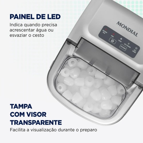 M�quina de Gelo 12 kg Turbo Ice Premium cinza MG-12-GI   110V