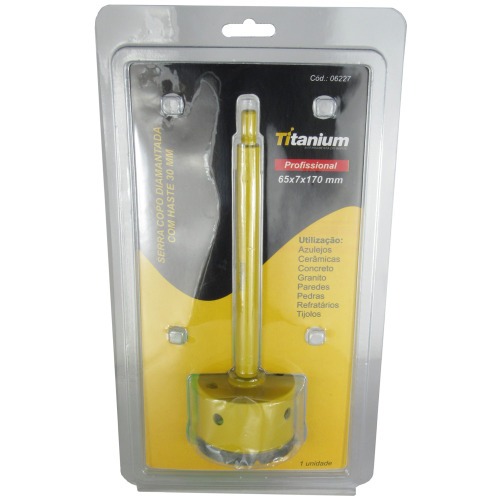 Serra copo diamantada 65 mm com haste encaixe 3/8